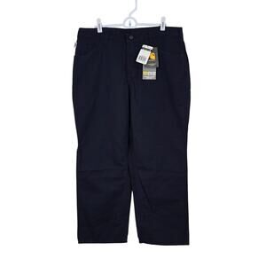 NWT Carhartt FR Women Navy Canvas Work Pants WFRB159 Flame Resistant 14x28 HRC2